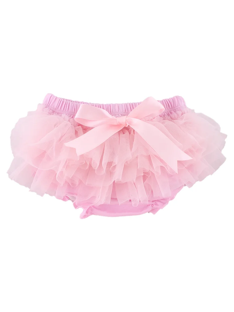 Boutique Baby Girls Tutu Bloomers Diaper Cover Newborn Soft Fluffy Solid Color Tulle Bloomer Skirts and Flower Headband Set