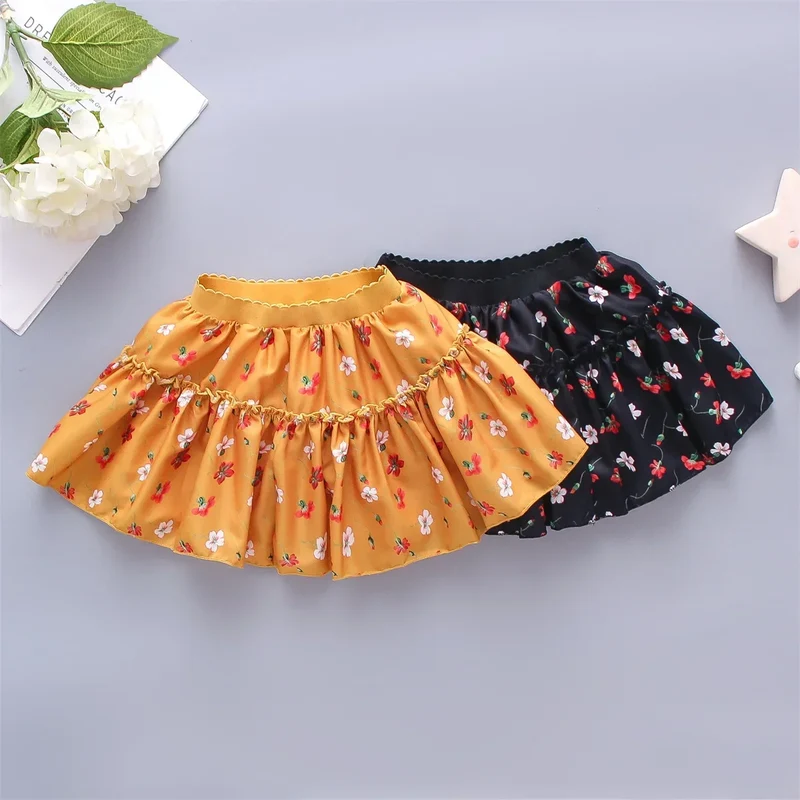 0-3 Year Old Little Girl'S Half Length Skirt Sweet Small Floral Multi-Layer Chiffon Solid Color Loose A-Line Skirt tutu skirt
