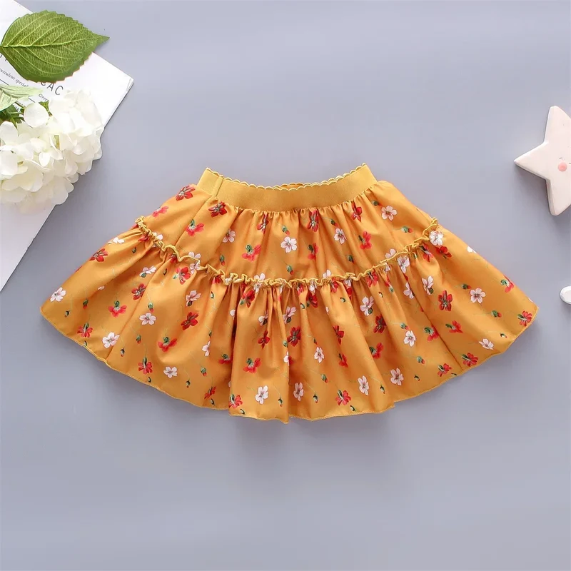 0-3 Year Old Little Girl'S Half Length Skirt Sweet Small Floral Multi-Layer Chiffon Solid Color Loose A-Line Skirt tutu skirt