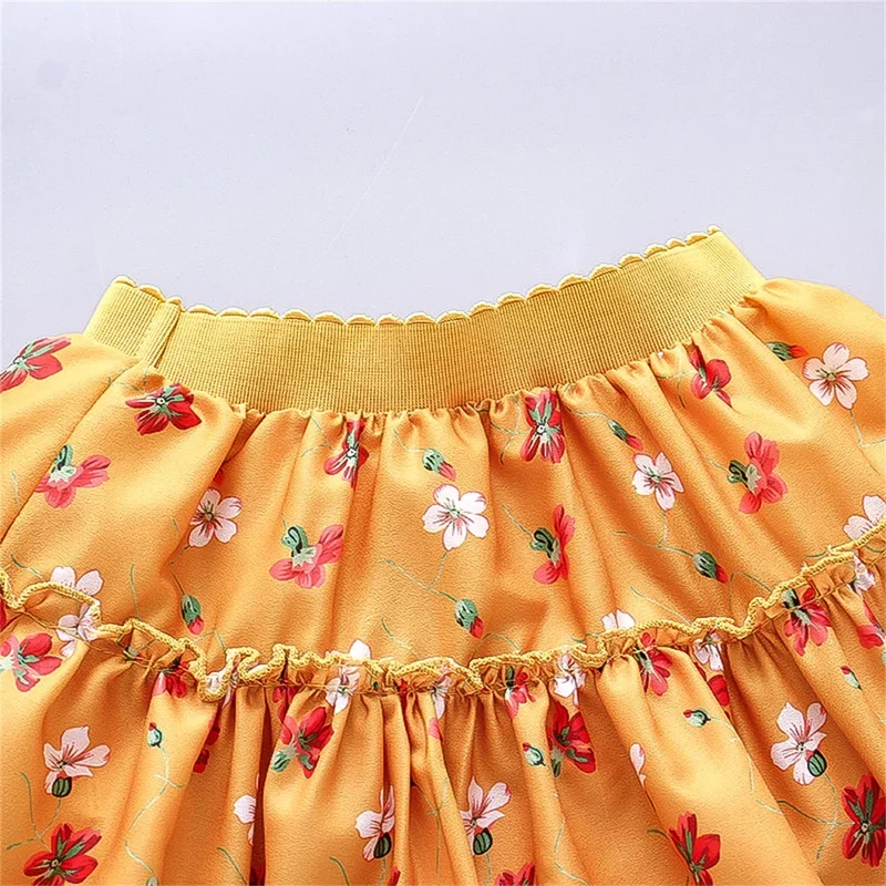 0-3 Year Old Little Girl'S Half Length Skirt Sweet Small Floral Multi-Layer Chiffon Solid Color Loose A-Line Skirt tutu skirt