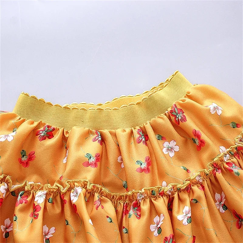 0-3 Year Old Little Girl'S Half Length Skirt Sweet Small Floral Multi-Layer Chiffon Solid Color Loose A-Line Skirt tutu skirt