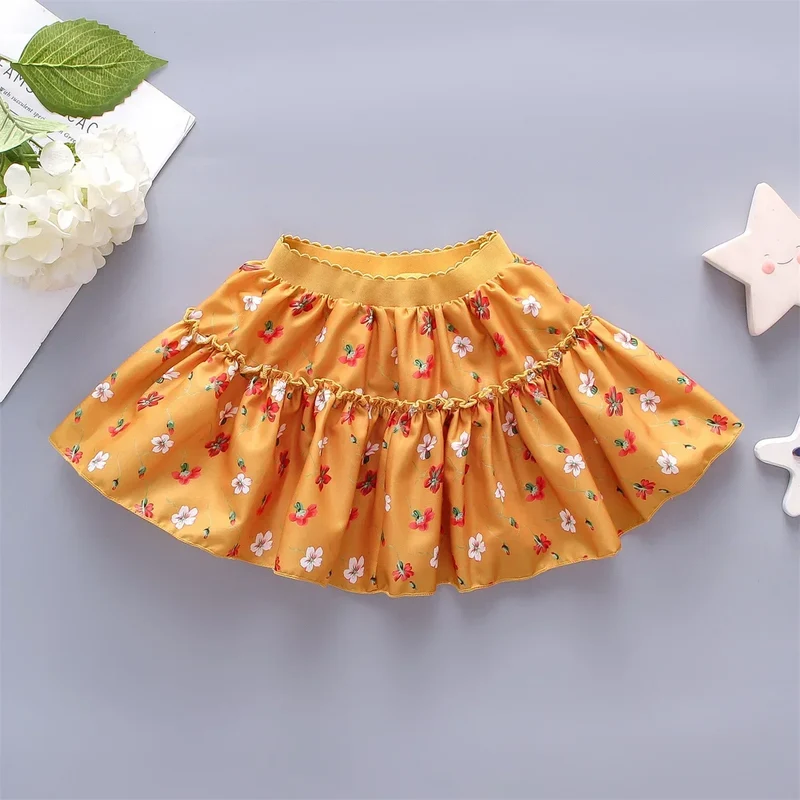 0-3 Year Old Little Girl'S Half Length Skirt Sweet Small Floral Multi-Layer Chiffon Solid Color Loose A-Line Skirt tutu skirt