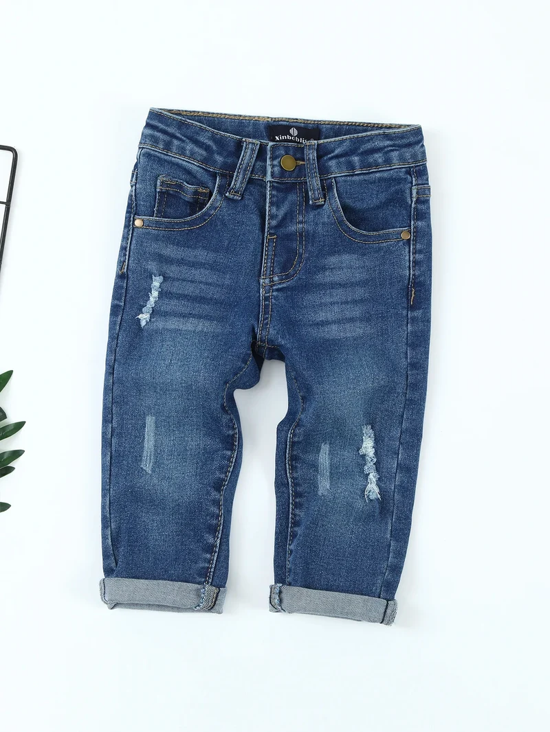 Boy Solid Slim Jeans Toddler Baby Casual Denim Pants Child Soft Trousers Kids Clothing Spring Autumn Birthday Gift