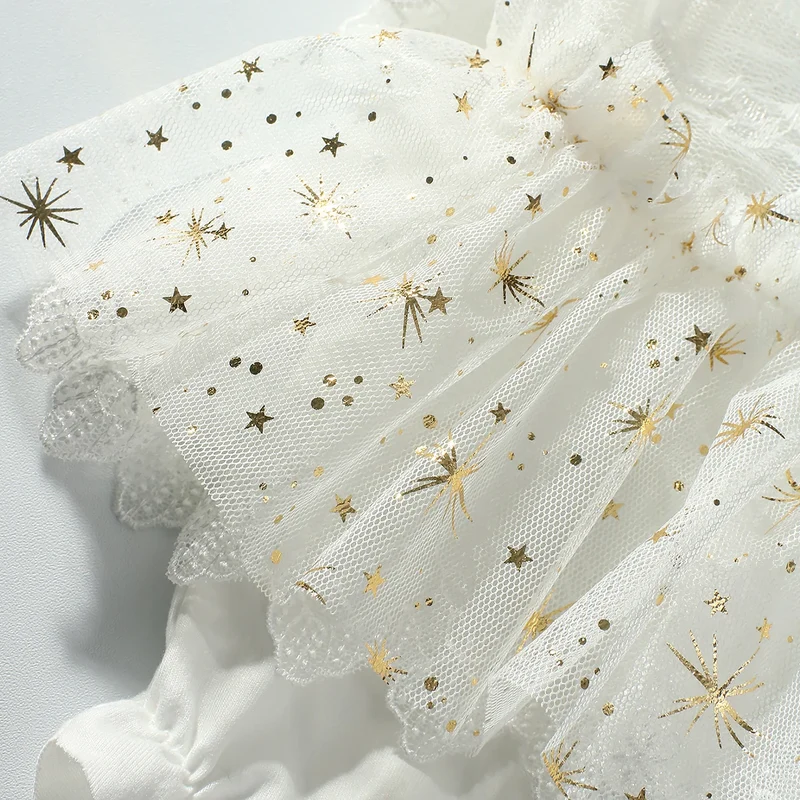 2Pcs Newborn Photography Outfit Baby Girl Butterfly Glitter Star Lace Romper With Pearl Headband Infant Photo Props