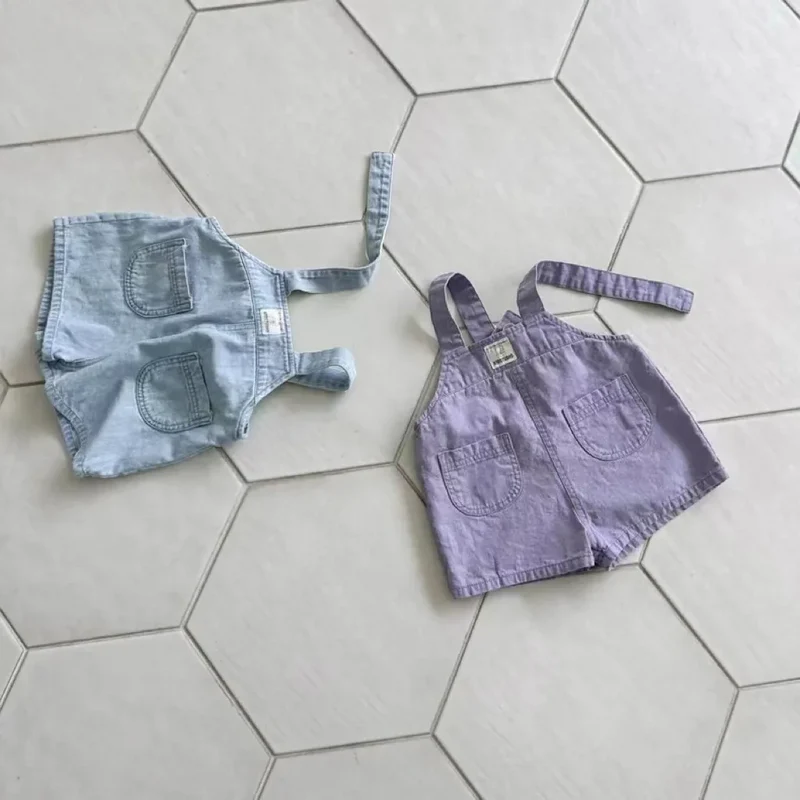 2025 Summer New Baby Denim Strap Shorts Infant Jumpsuit Toddler Boy Girl Fashion Casual Overalls Baby Loose Versatile Clothes