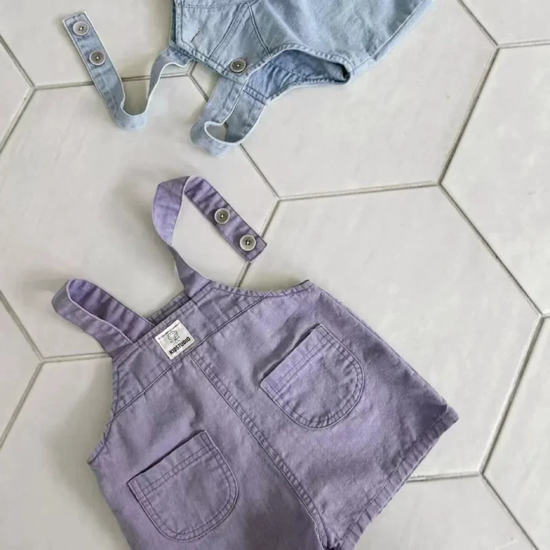 2025 Summer New Baby Denim Strap Shorts Infant Jumpsuit Toddler Boy Girl Fashion Casual Overalls Baby Loose Versatile Clothes