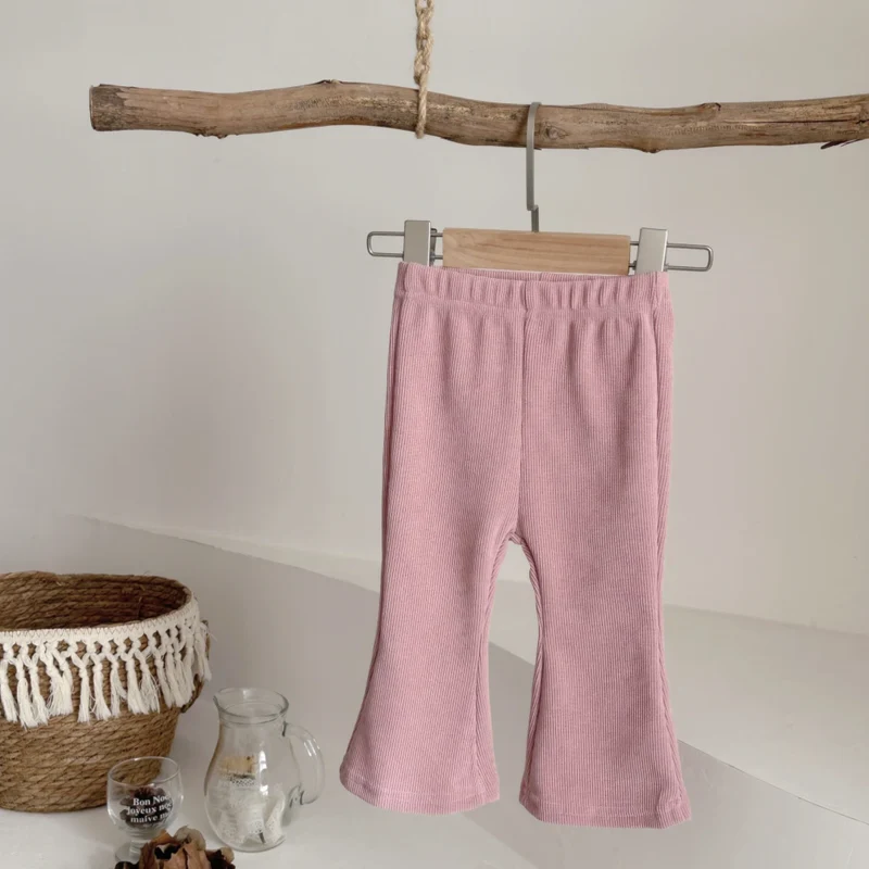 Baby Trousers Spring Loose Solid Color Bell Bottom Pants Newborn Girl Stretch Trousers Autumn Toddler Girl Clothes