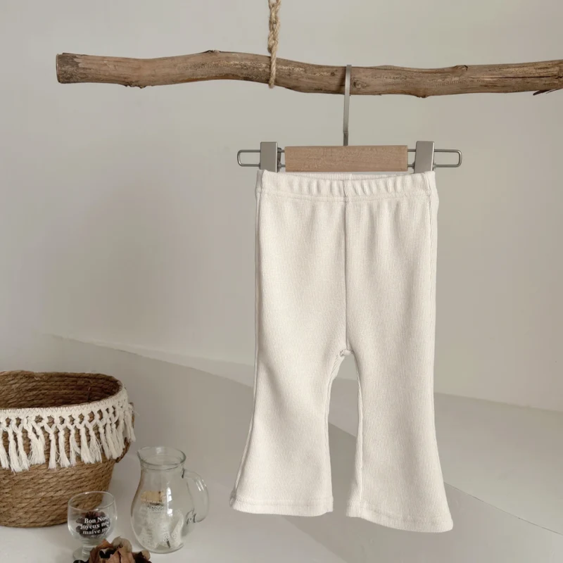 Baby Trousers Spring Loose Solid Color Bell Bottom Pants Newborn Girl Stretch Trousers Autumn Toddler Girl Clothes