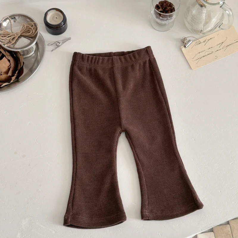 Baby Trousers Spring Loose Solid Color Bell Bottom Pants Newborn Girl Stretch Trousers Autumn Toddler Girl Clothes