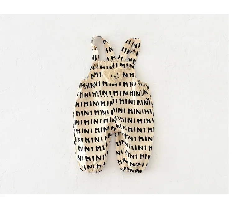 2026 Autumn New Stripe Infant Newborn Clothing Baby Boys Girl Straps Pants Overalls for 0-2Y Cartoon Bear One Piece Jumpsuit