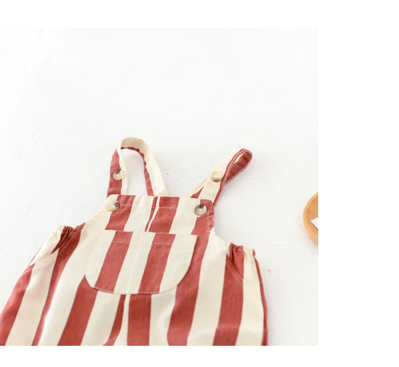 2026 Autumn New Stripe Infant Newborn Clothing Baby Boys Girl Straps Pants Overalls for 0-2Y Cartoon Bear One Piece Jumpsuit