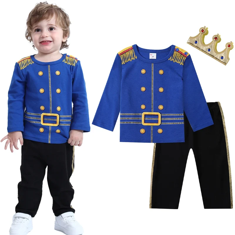 Todder Boys Prince Charming Costume Halloween Fireman Clothes Infant Photography Clothing Baby Carnival Cosplay Striped Prisoner