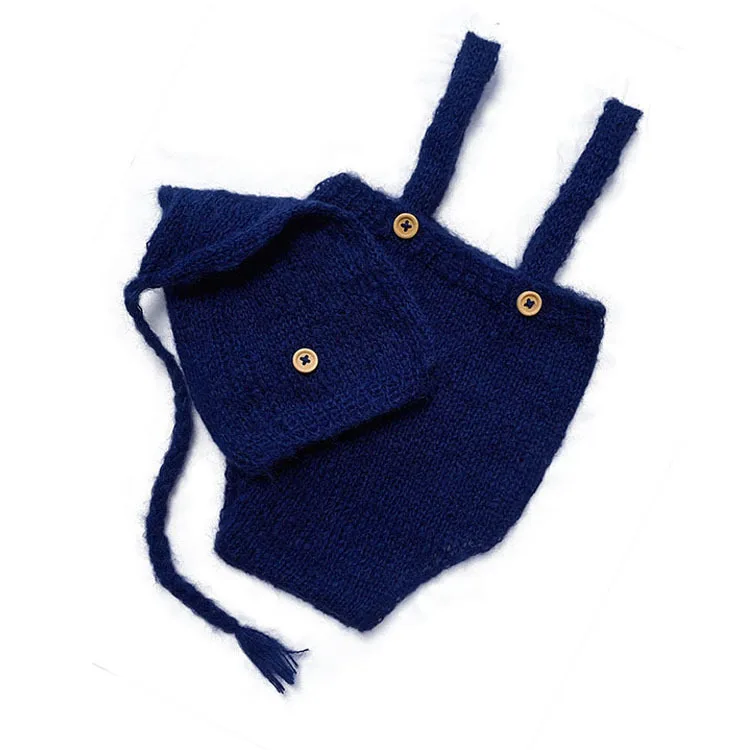 2pcs/set Crochet Newborn Outfit Newborn Photography Props Knitted Wool Hat Clothing Costume Shooting Bebes Accesorios