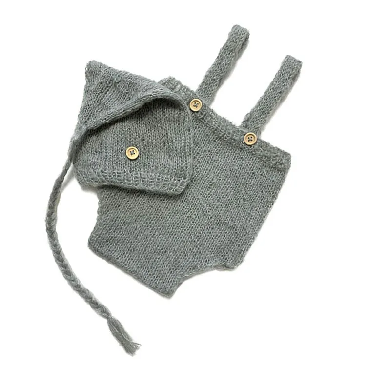 2pcs/set Crochet Newborn Outfit Newborn Photography Props Knitted Wool Hat Clothing Costume Shooting Bebes Accesorios
