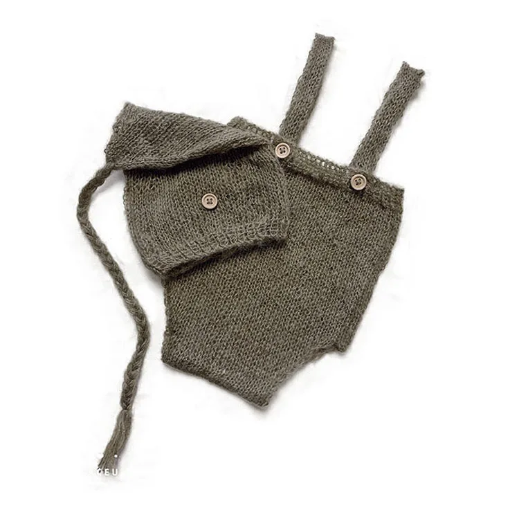 2pcs/set Crochet Newborn Outfit Newborn Photography Props Knitted Wool Hat Clothing Costume Shooting Bebes Accesorios