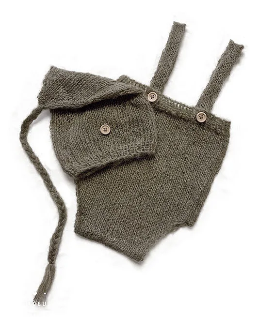 2pcs/set Crochet Newborn Outfit Newborn Photography Props Knitted Wool Hat Clothing Costume Shooting Bebes Accesorios