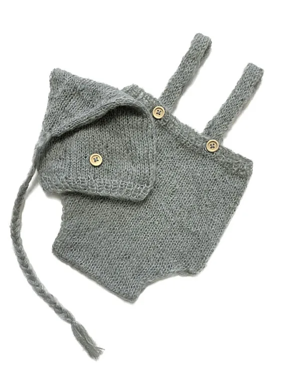 2pcs/set Crochet Newborn Outfit Newborn Photography Props Knitted Wool Hat Clothing Costume Shooting Bebes Accesorios