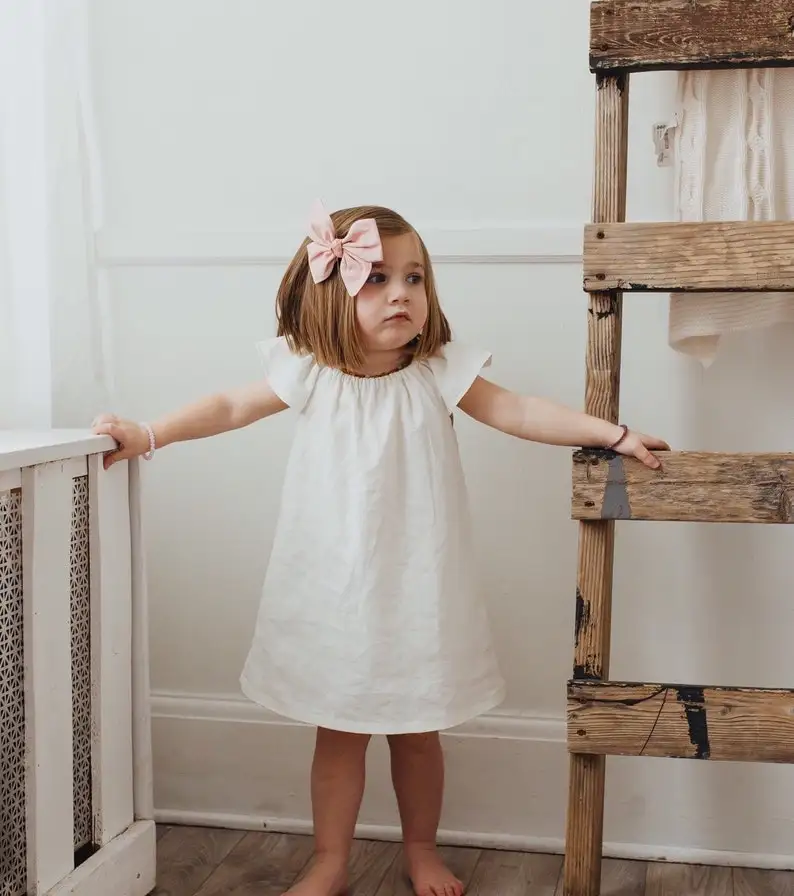 Summer Toddler Baby Girls Dress Cotton Simple Girls Home Dress Solid Children Dresses Casual Kids Loose Dresses Clothing