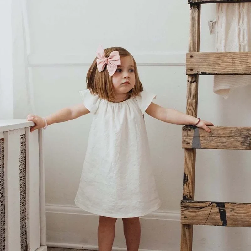 Summer Toddler Baby Girls Dress Cotton Simple Girls Home Dress Solid Children Dresses Casual Kids Loose Dresses Clothing