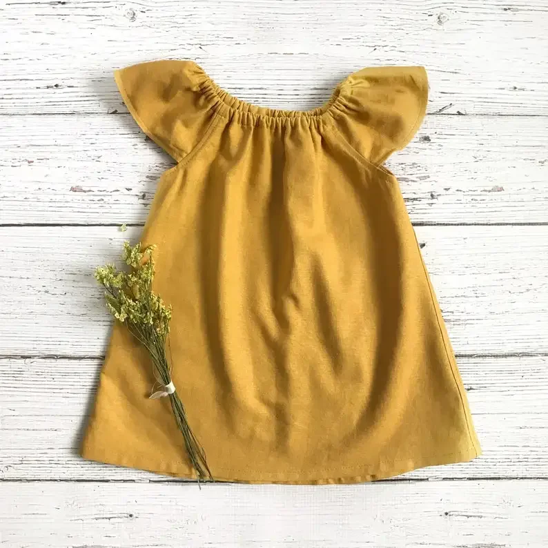 Summer Toddler Baby Girls Dress Cotton Simple Girls Home Dress Solid Children Dresses Casual Kids Loose Dresses Clothing
