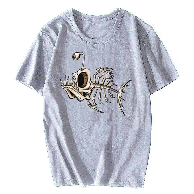 Bonefish Skull Deep Sea Fish Skeleton Funny Fisherman Angler T-Shirt Cotton O-Neck Short Sleeve Men T Shirt Oversize Streetwear