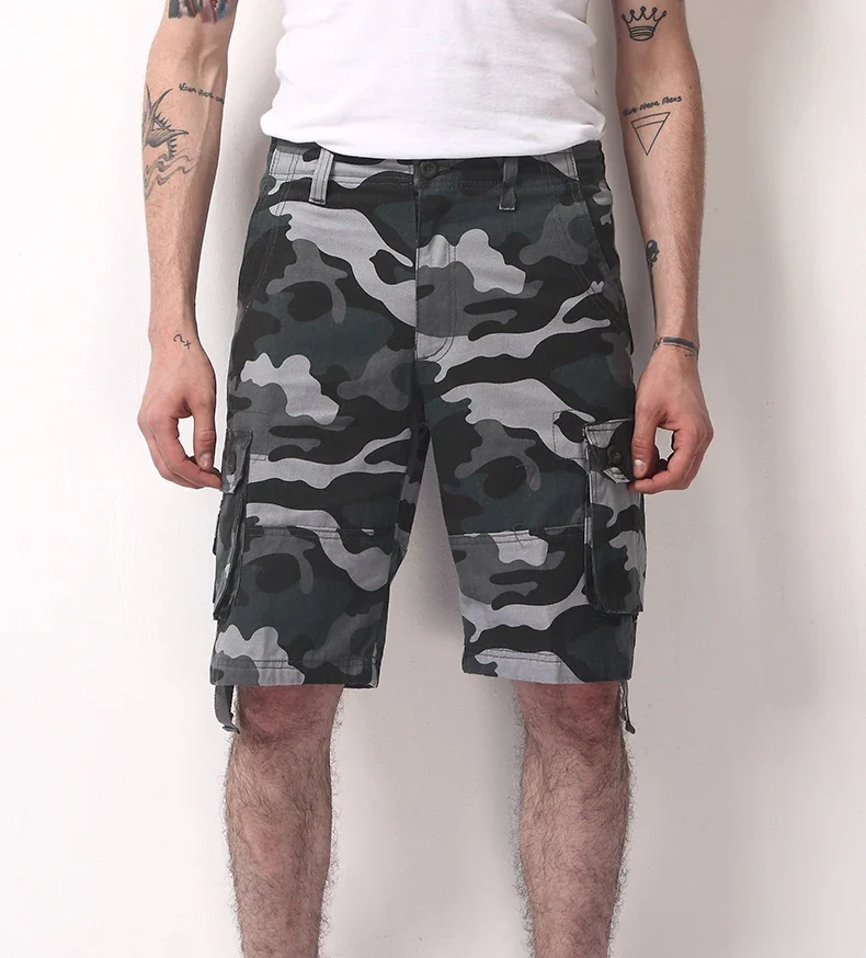 Mens Camo Shorts Men Camouflage Overalls Loose Casual Outdoor Sports Half Pants Side Pocket Cotton Comfortable Shorts