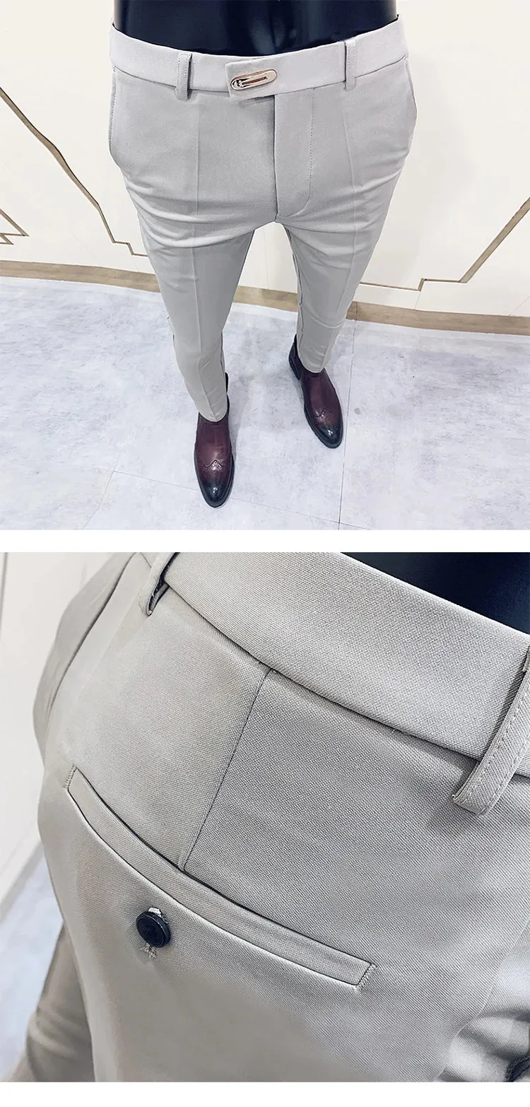 Men Suit Pants Dress Pantalone Hombre Stretch Slim Formal Trousers Calça Masculina Solid Color Casual Pants Fashion Men Clothing