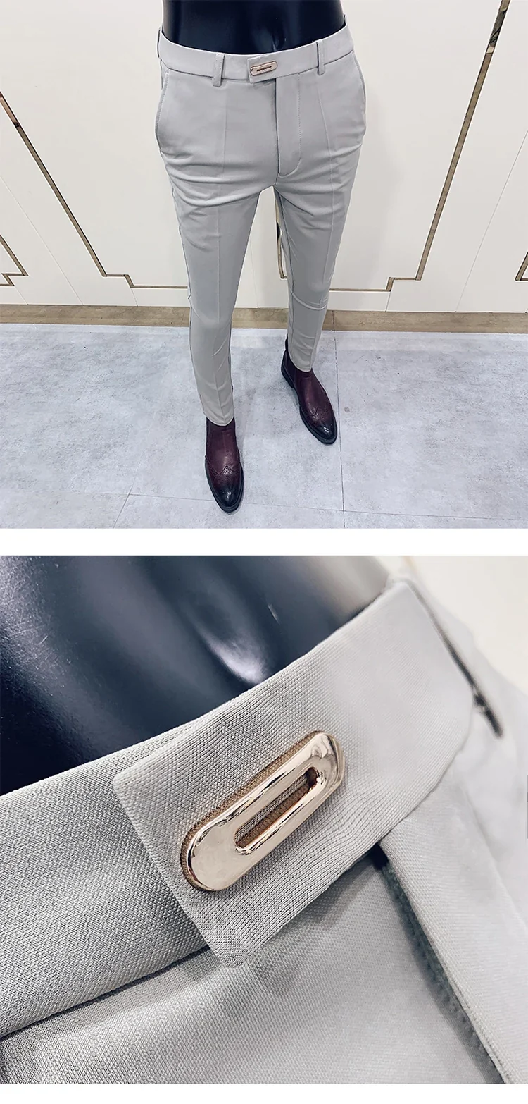 Men Suit Pants Dress Pantalone Hombre Stretch Slim Formal Trousers Calça Masculina Solid Color Casual Pants Fashion Men Clothing