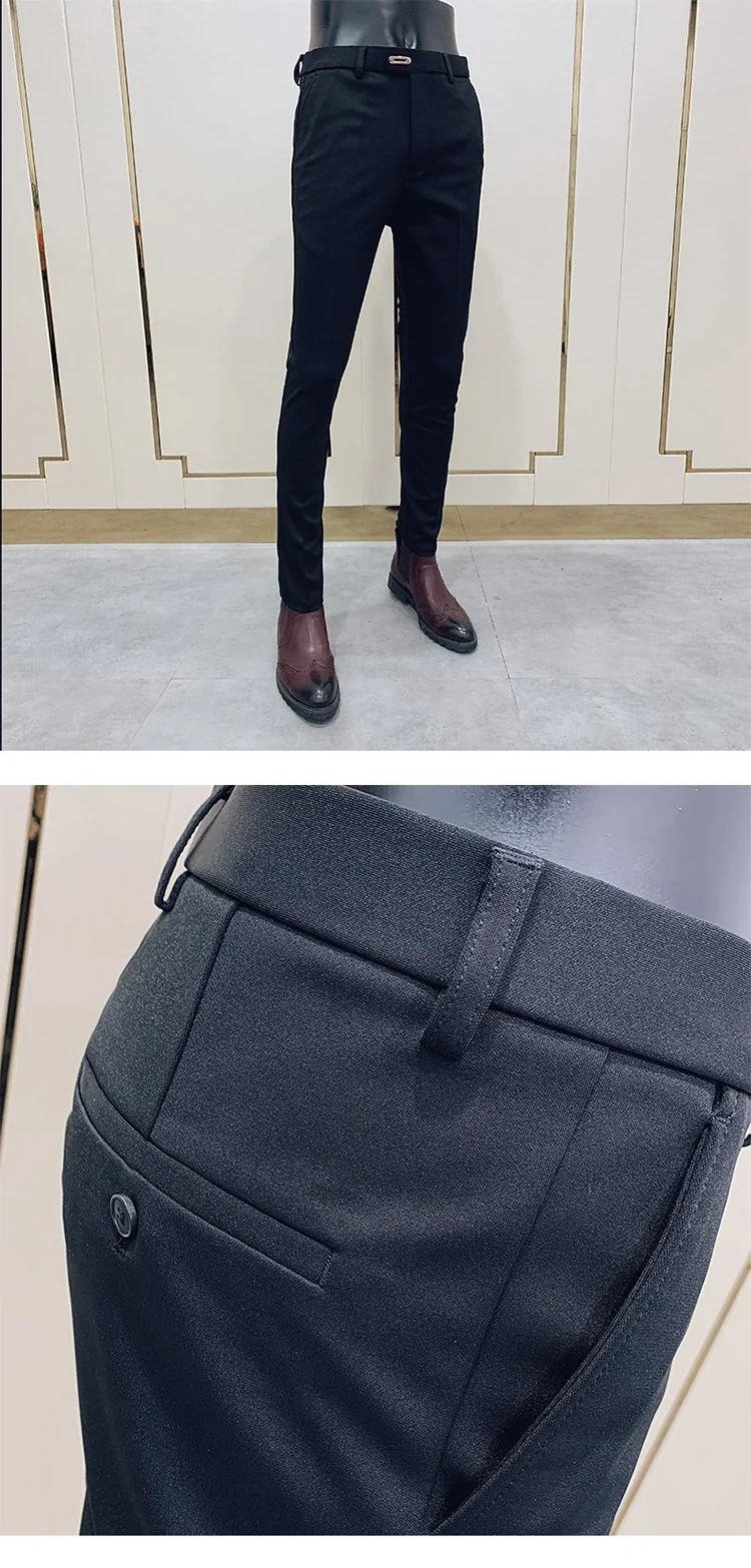 Men Suit Pants Dress Pantalone Hombre Stretch Slim Formal Trousers Calça Masculina Solid Color Casual Pants Fashion Men Clothing