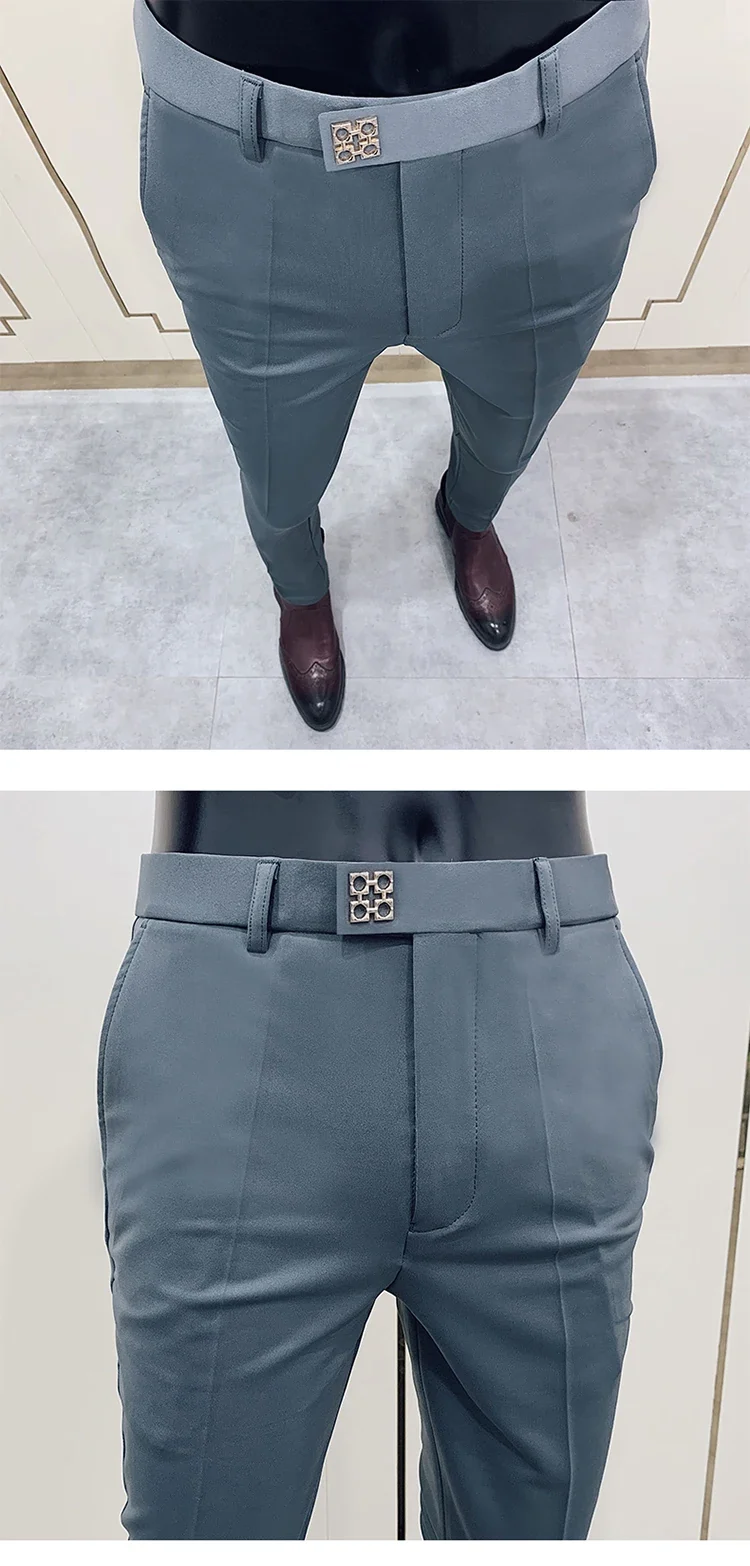 Men Suit Pants Dress Pantalone Hombre Stretch Slim Formal Trousers Calça Masculina Solid Color Casual Pants Fashion Men Clothing