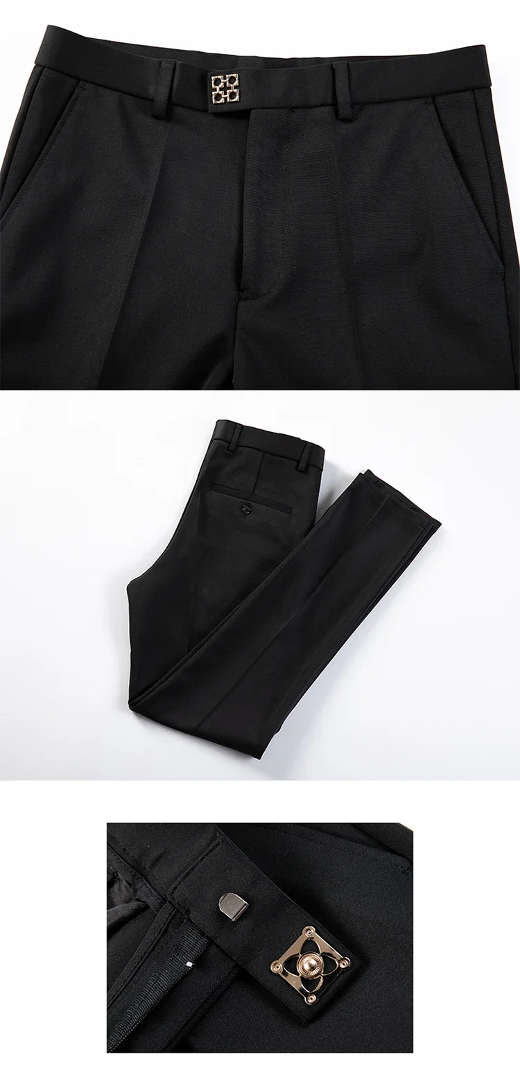 Men Suit Pants Dress Pantalone Hombre Stretch Slim Formal Trousers Calça Masculina Solid Color Casual Pants Fashion Men Clothing