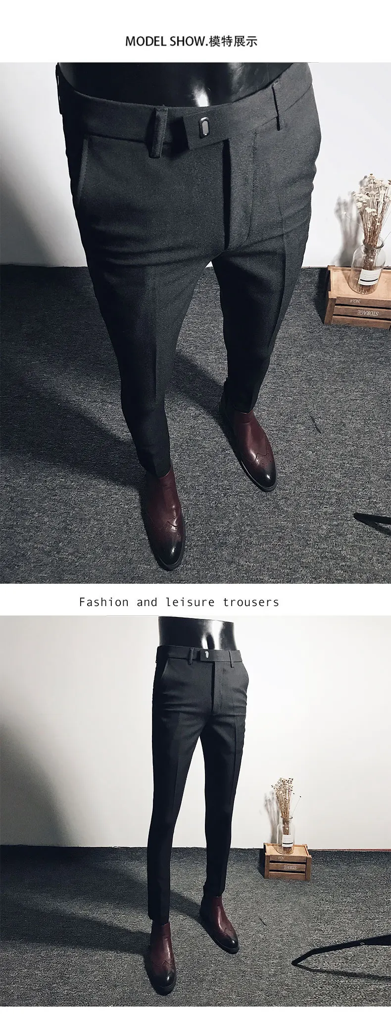 Men Suit Pants Dress Pantalone Hombre Stretch Slim Formal Trousers Calça Masculina Solid Color Casual Pants Fashion Men Clothing