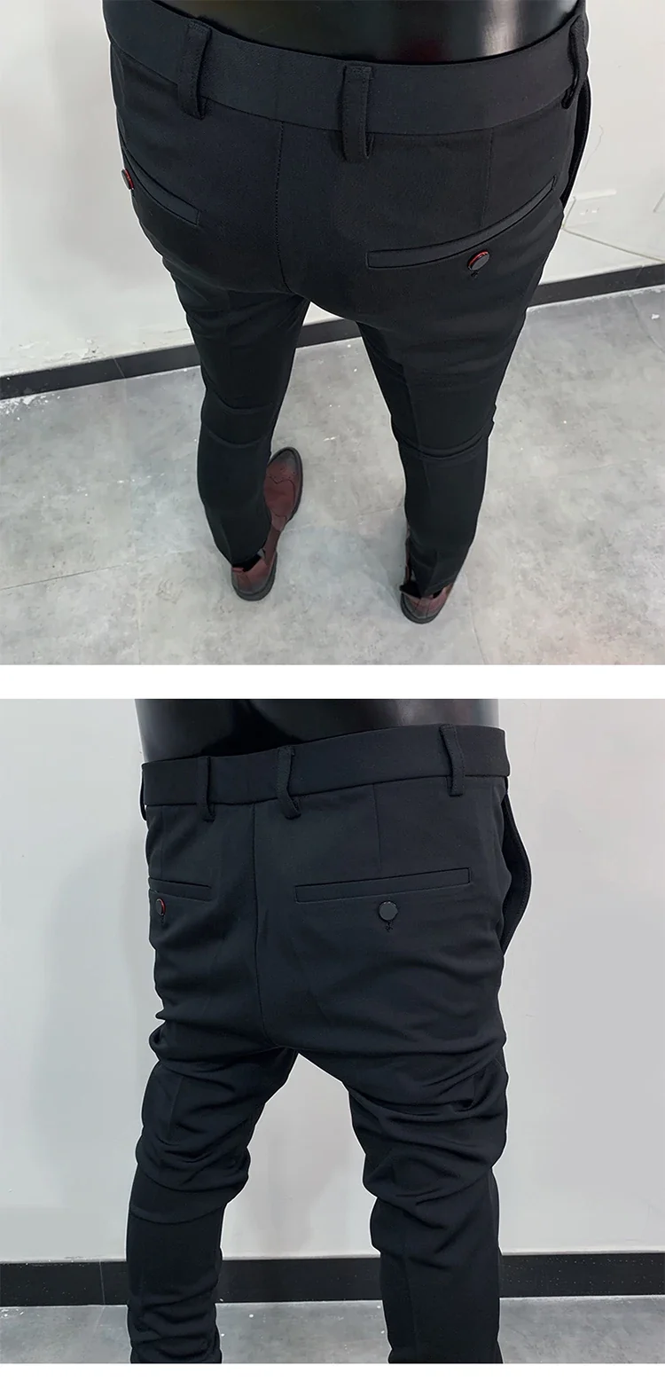 Men Suit Pants Dress Pantalone Hombre Stretch Slim Formal Trousers Calça Masculina Solid Color Casual Pants Fashion Men Clothing