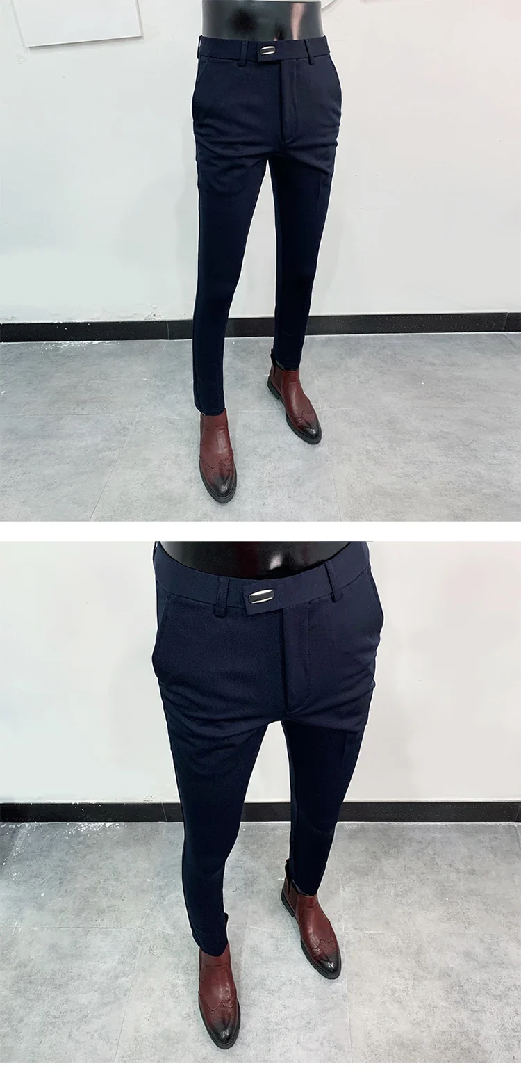 Men Suit Pants Dress Pantalone Hombre Stretch Slim Formal Trousers Calça Masculina Solid Color Casual Pants Fashion Men Clothing