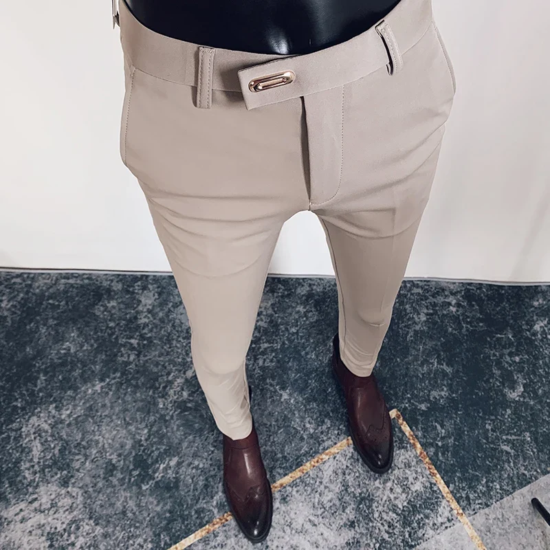 Men Suit Pants Dress Pantalone Hombre Stretch Slim Formal Trousers Calça Masculina Solid Color Casual Pants Fashion Men Clothing