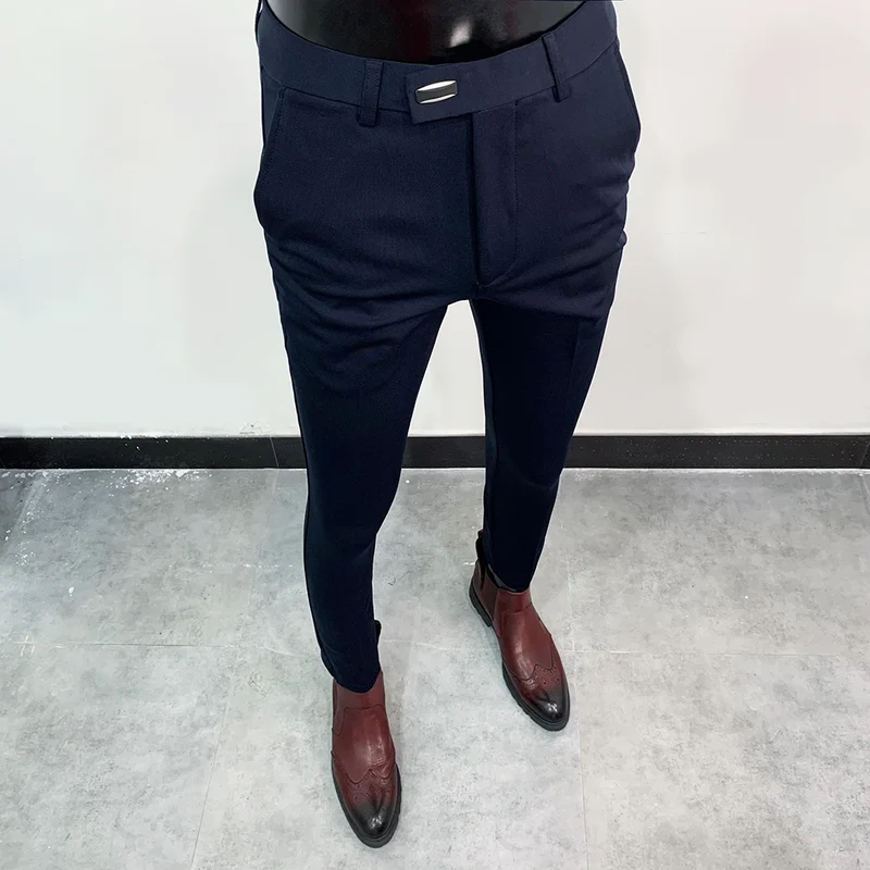 Men Suit Pants Dress Pantalone Hombre Stretch Slim Formal Trousers Calça Masculina Solid Color Casual Pants Fashion Men Clothing