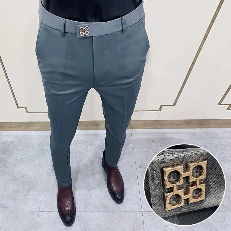 Men Suit Pants Dress Pantalone Hombre Stretch Slim Formal Trousers Calça Masculina Solid Color Casual Pants Fashion Men Clothing