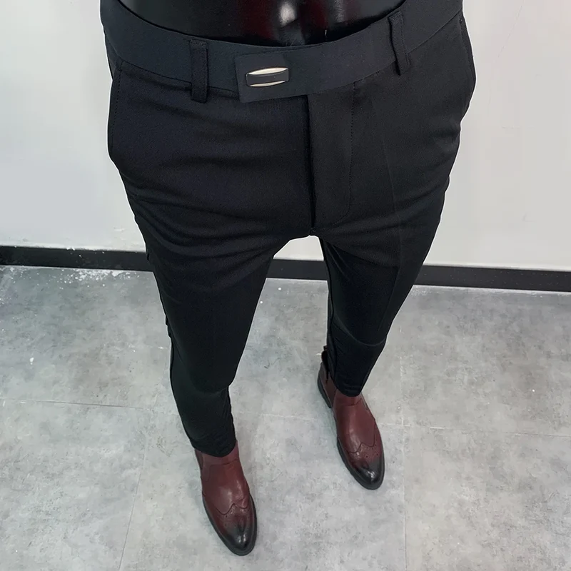 Men Suit Pants Dress Pantalone Hombre Stretch Slim Formal Trousers Calça Masculina Solid Color Casual Pants Fashion Men Clothing