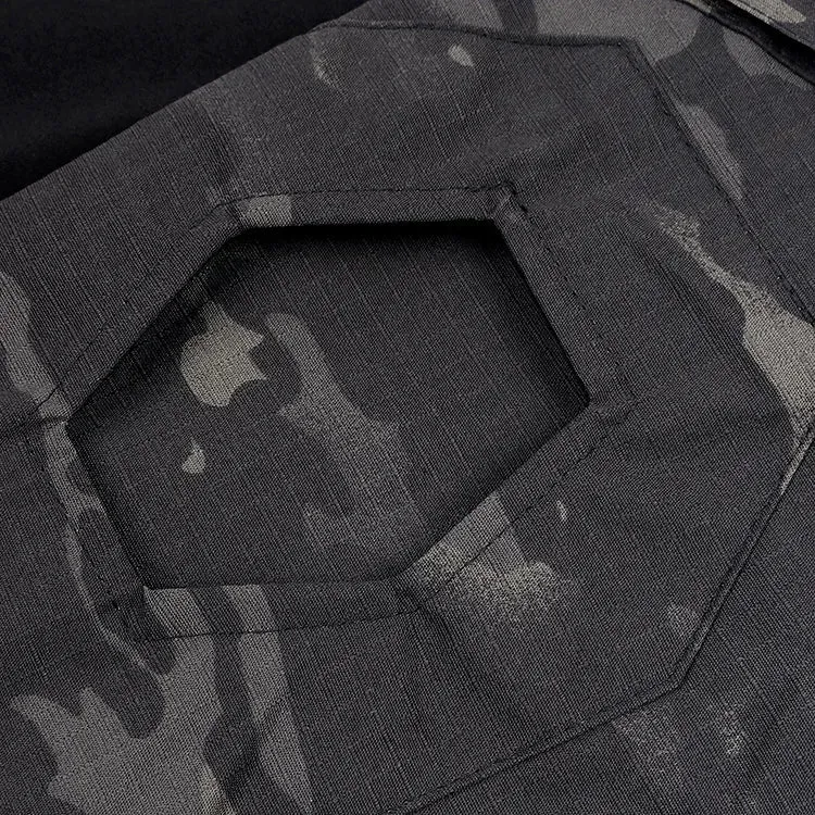 Outdoor Long Sleeve Tactical Shirts Combat Shirt 1/4 Zipper Ripstop Cotton Wear-resisting Camo Airsoft T Shirts Men Clothing