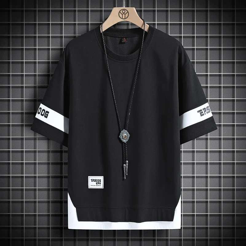 Hip Hop Loose Mens Streetwear T-shirts Casual Classic 2025 Summer Short Sleeves T Shirt Black White Tshirt Tees Oversize 5XL
