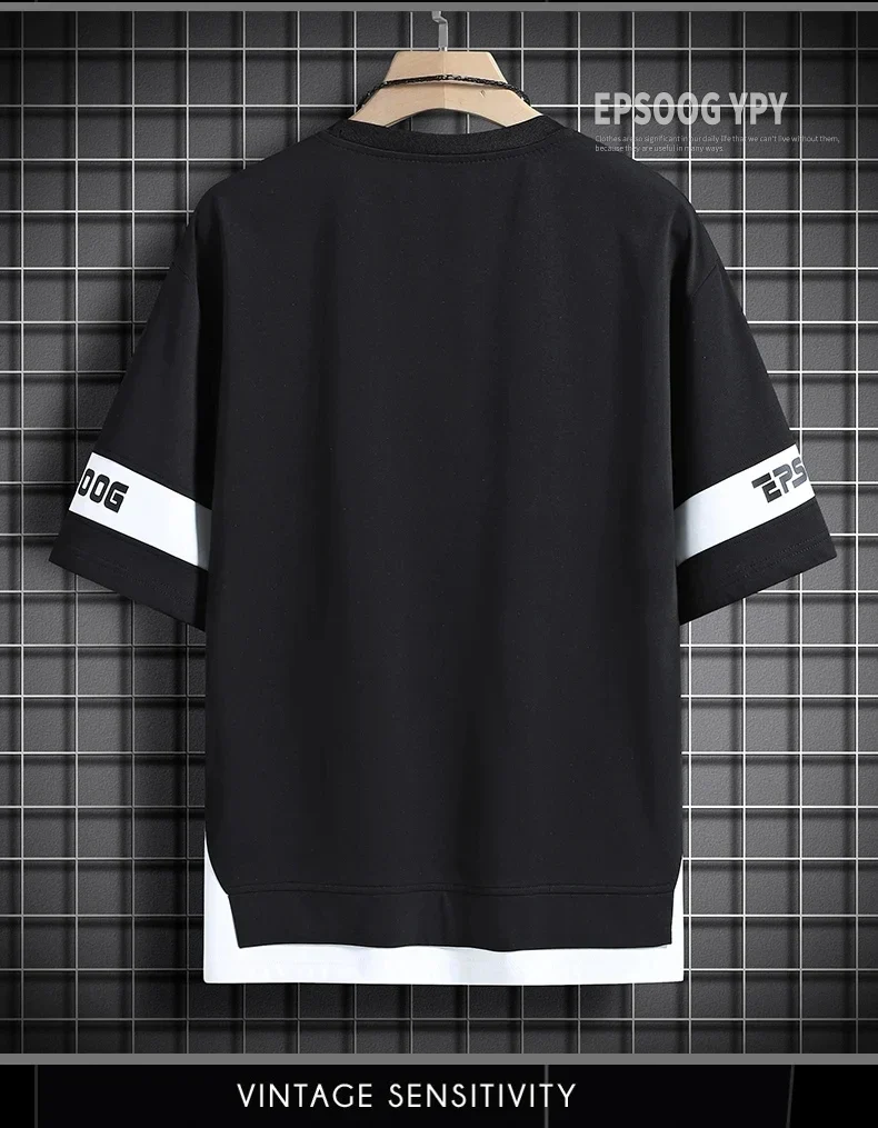 Hip Hop Loose Mens Streetwear T-shirts Casual Classic 2025 Summer Short Sleeves T Shirt Black White Tshirt Tees Oversize 5XL
