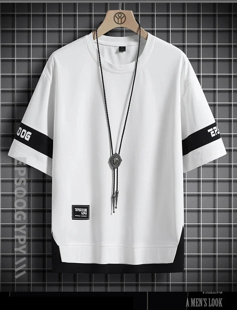 Hip Hop Loose Mens Streetwear T-shirts Casual Classic 2025 Summer Short Sleeves T Shirt Black White Tshirt Tees Oversize 5XL
