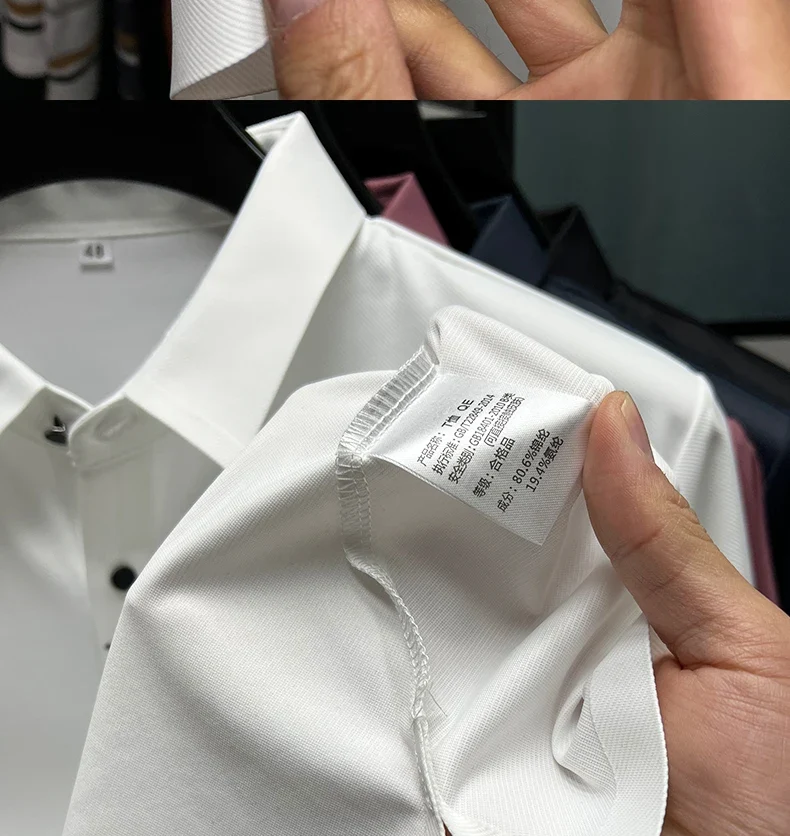 High End Brand New Summer Solid Color Silk Cotton High-quality Short Sleeved Polo Men's Fashionable Business Seamless Casual Top