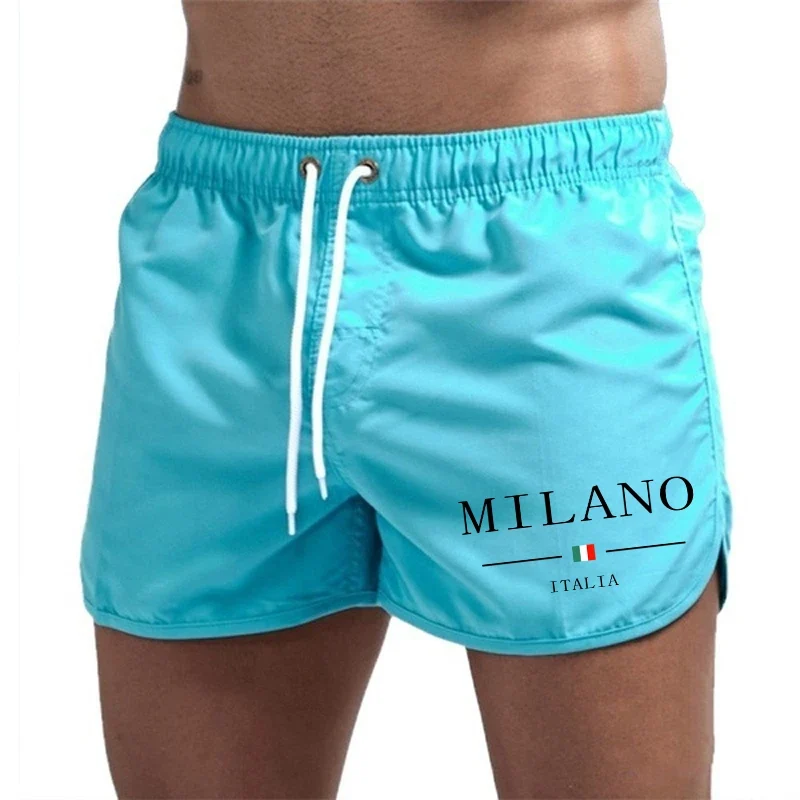 2025 Summer Men's Beach Shorts Urban Print Beach Trunks Jogging Casual Pants Quick Drying Swimming Homme Surf Lightweight Shorts