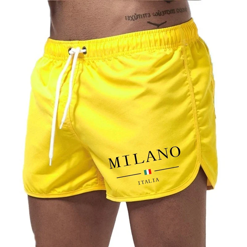 2025 Summer Men's Beach Shorts Urban Print Beach Trunks Jogging Casual Pants Quick Drying Swimming Homme Surf Lightweight Shorts