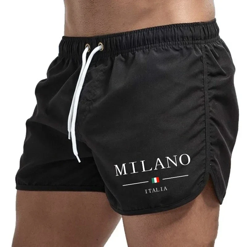 2025 Summer Men's Beach Shorts Urban Print Beach Trunks Jogging Casual Pants Quick Drying Swimming Homme Surf Lightweight Shorts