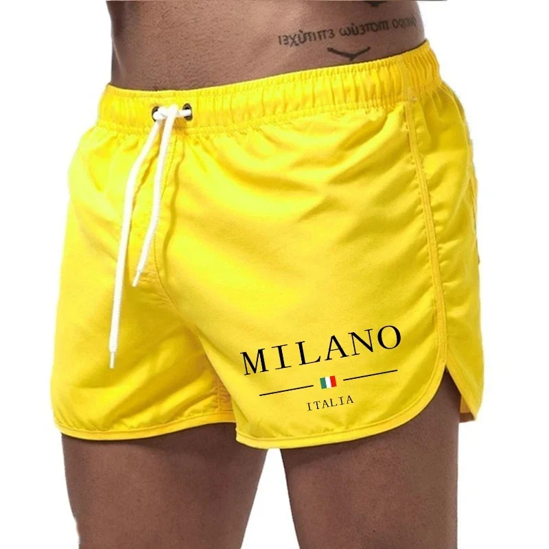 2025 Summer Men's Beach Shorts Urban Print Beach Trunks Jogging Casual Pants Quick Drying Swimming Homme Surf Lightweight Shorts