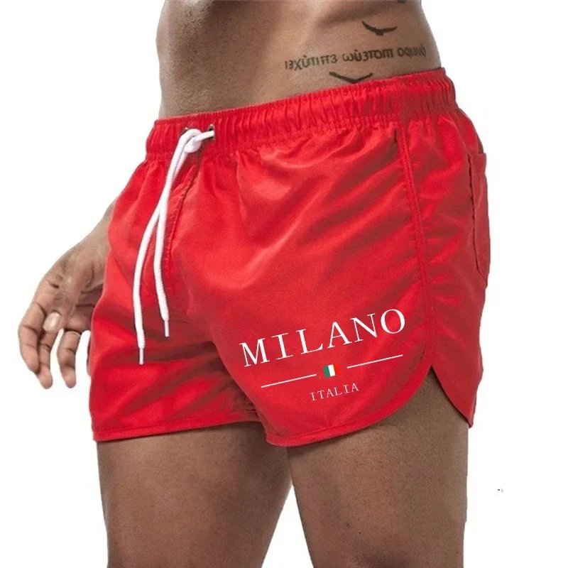 2025 Summer Men's Beach Shorts Urban Print Beach Trunks Jogging Casual Pants Quick Drying Swimming Homme Surf Lightweight Shorts
