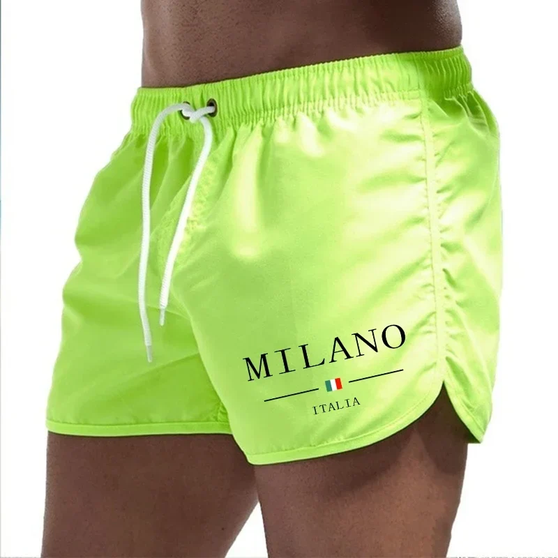 2025 Summer Men's Beach Shorts Urban Print Beach Trunks Jogging Casual Pants Quick Drying Swimming Homme Surf Lightweight Shorts
