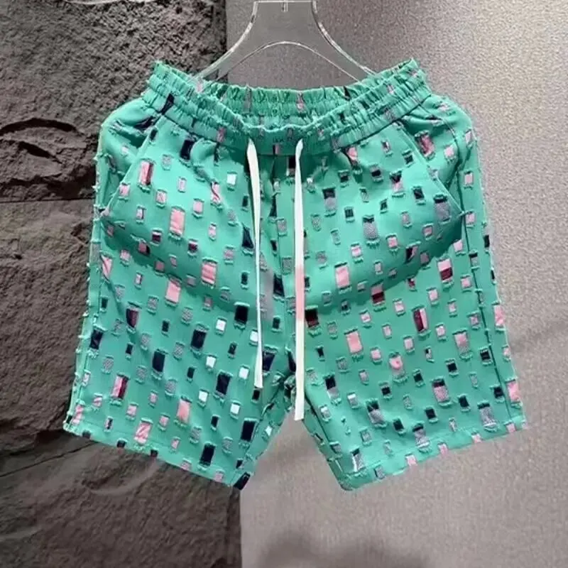 Summer Loose Shorts Couple Popular Versatile Casual Straight Men's Flower Oil Painting Beach Shorts Hawaiian Casual Silk Shorts